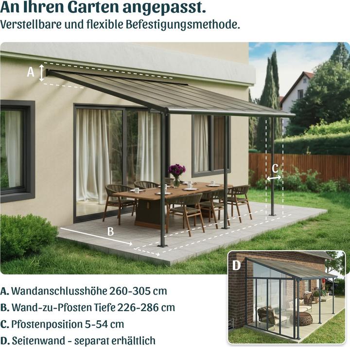 Actual product image Palram CANOPIA | Sierra 10X34 / 3X10.4 Patio Cover Dark Grey Clear