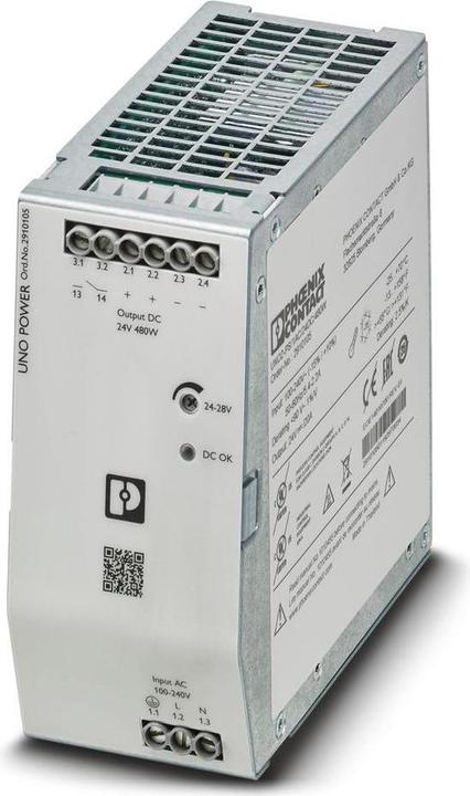 Actual product image Phoenix 2910105 UNO2-PS/1AC/24DC/480W Power supply