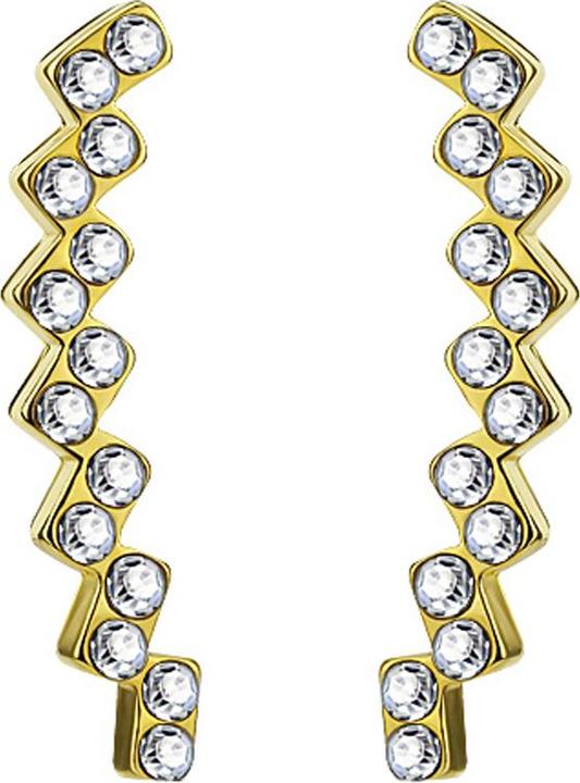 Produktbild Star Piercing Ohrring Ear Climber vergoldet mit quadraten und Kristall (Messing)