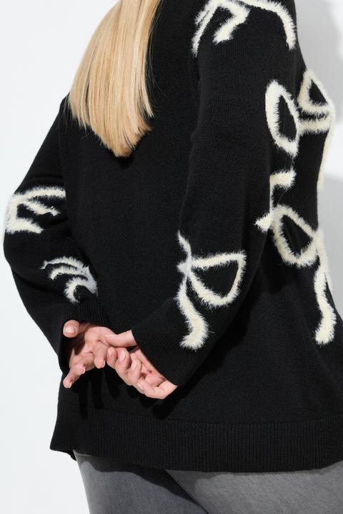 Produktbild Ulla Popken Pullover, Glitzer-Schleifen, V-Ausschnitt, Langarm (56)