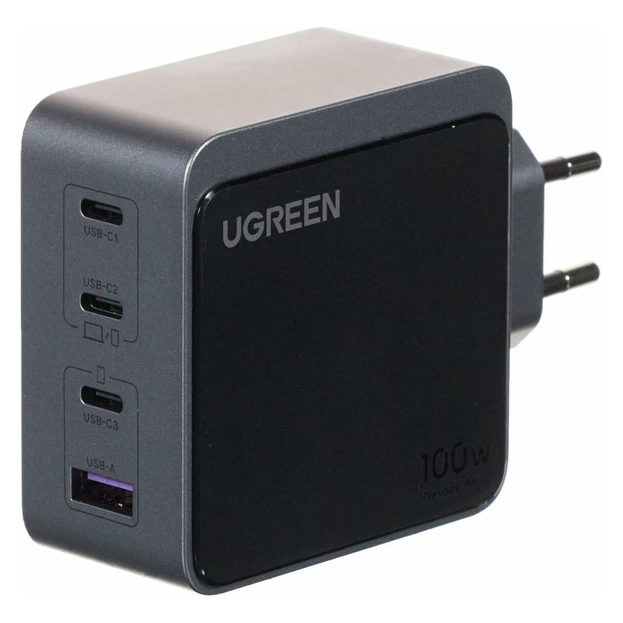 Ugreen Nexode S 100W 4-Port GaN Fast Charger Eu gray Mobiele computer, Mobiele telefoon, Laptop, Powerbank, Tablet Grijs Ac Binnen