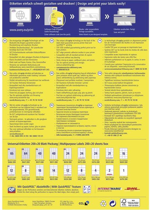 Actual product image Avery Universal labels