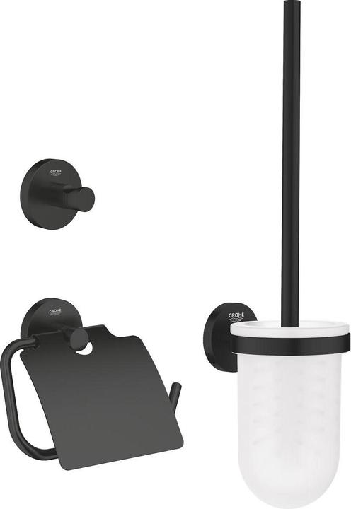 Grohe Set di accessori WC Start QuickFix 3 in 1, colla o trapano, nero opaco