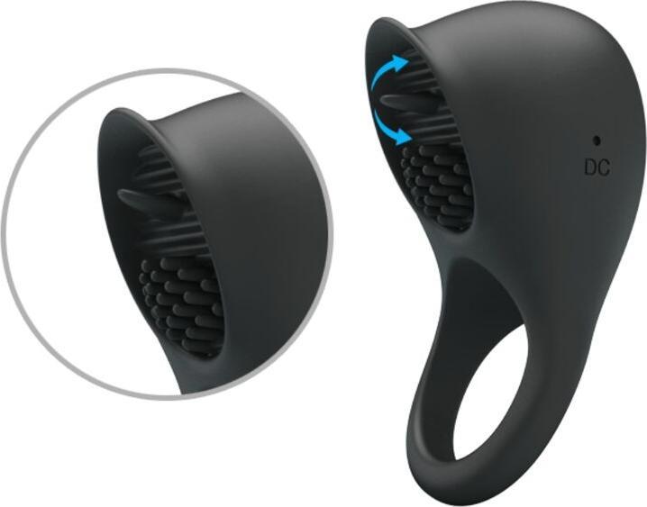 Actual product image Pretty Love Vibrating Cock Ring With Black Tongue (9.80 cm)