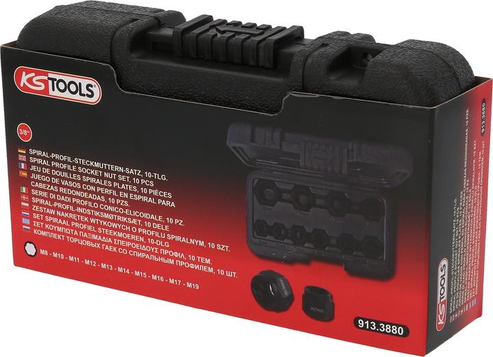 Actual product image KS Tools Spiral profile socket nutn set, 10 pcs, M8-M19