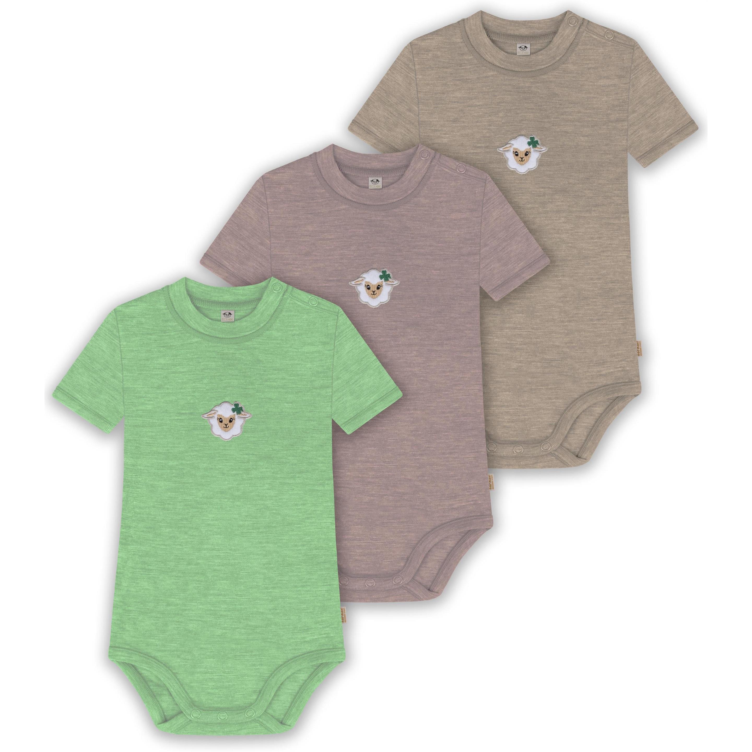 Normani, Herren, Body, 3er Set Baby Merino Kurzarmbody „Tihoi" - 9323, Beige, (74)