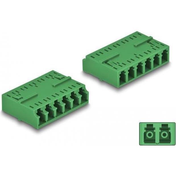 Delock LWL Kupplung HD LC Hexaplex Buchse zu LC Hexaplex Buchse grün, Netzwerkkarte, Grün