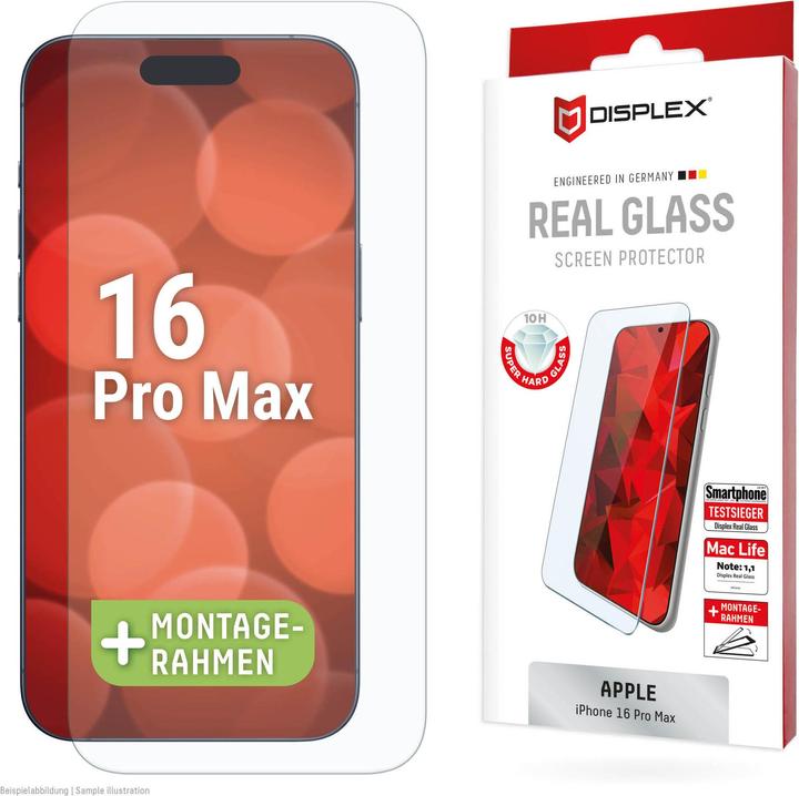 Displex Real Glass, 2D Panzerglas (1 Piece, Apple iPhone 16 Pro Max)