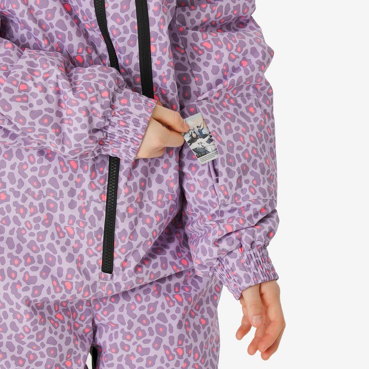 Actual product image Wedze Skianzug Kind 5 – 13 Jahre warm - Ski 100 violett/Leopardenmuster