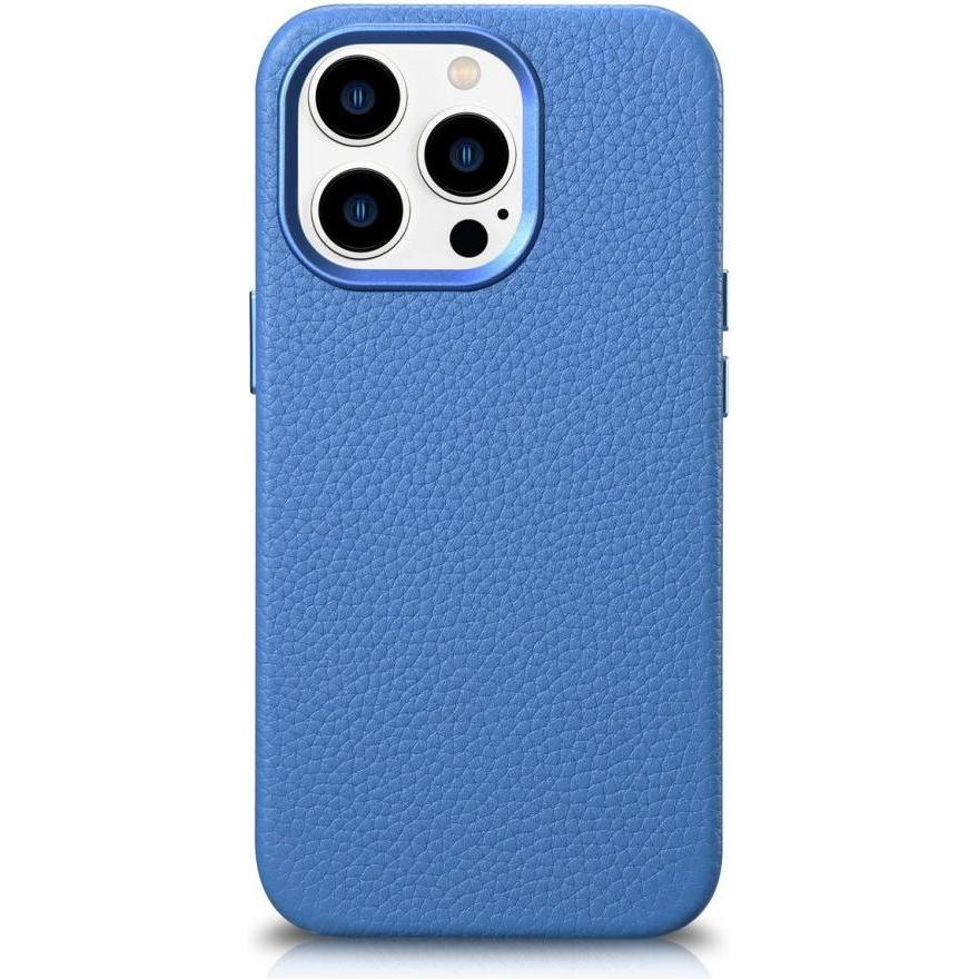 iCarer litchi Premium Ledertasche iPhone 14 Pro Magnetische Ledertasche mit magSafe hellblau (WMI142 (Apple iPhone 14 Pr...