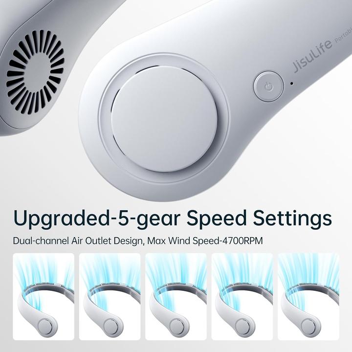 Produktbild Jisulife Tragbarer Nackenventilator mit 5 Geschwindigkeiten (25 dB)