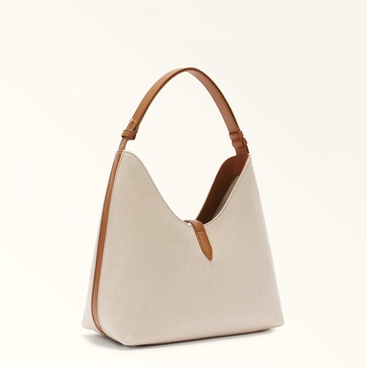 Image du produit Furla goccia m hobo bag in canvas natural/branby color
