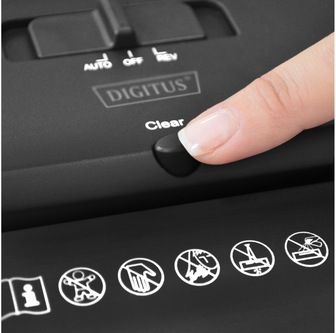 Actual product image Assmann Digitus X5 shredder, Cross shredding, 22 cm, 4 x 40 mm, 10 L, 74 dB, 2500 mm/min