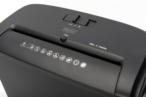 Actual product image Assmann Digitus X5 shredder, Cross shredding, 22 cm, 4 x 40 mm, 10 L, 74 dB, 2500 mm/min