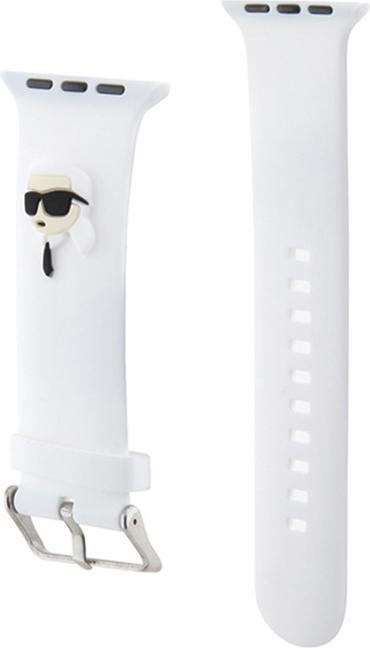 Image du produit Karl Lagerfeld Pasek KLAWMSLKNH Apple Watch 38/40/41mm biały/white strap 3D Rubber Karl Head (Silicone, Acier)