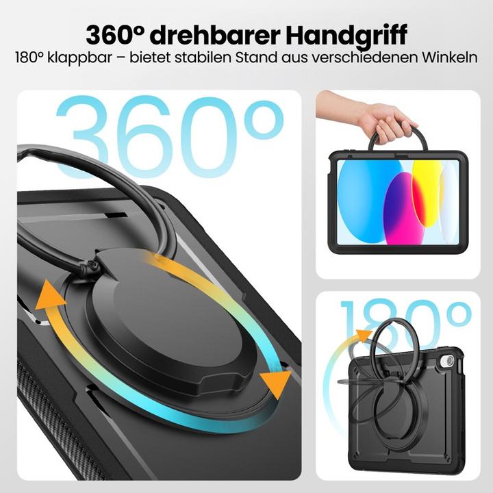 Actual product image RPD iPad Air 11” (2024/2025) - HEX-G FE Rugged Case mit Griff, Kickstand & Pencil Holder, schwarz (iPad Air 11 2025)