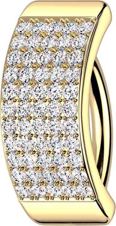 Immagine prodotto Star Piercing Scudo a banana con cerniera dorata cinque file di cristalli d'argento (Ottone, Acciaio chirurgico 316L)