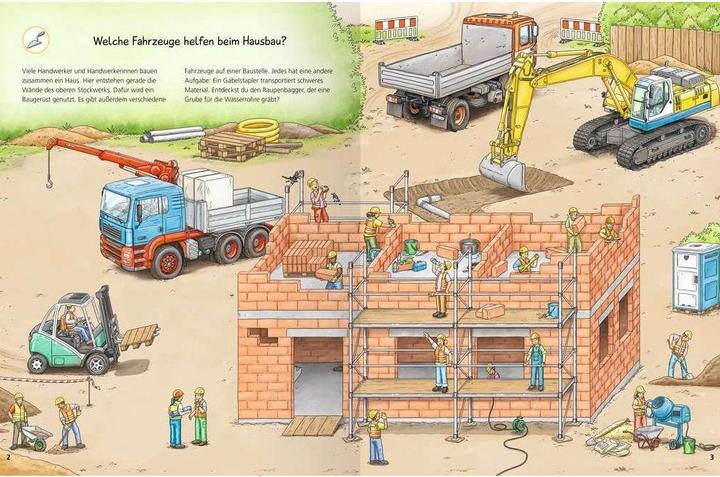 Actual product image Ravensburger Why? Why? Why? Sticker book: Vehicles on the construction site