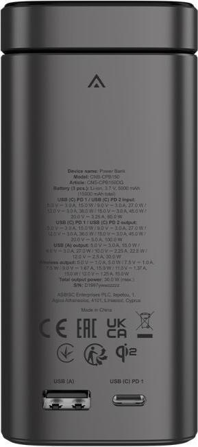 Actual product image Canyon Power bank Qi2 magnetic power bank OnPower 150 15000mAh Aluminium Dark grey (15000 mAh)