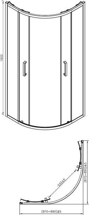 Actual product image Masterjero SHOWER ENCLOSURE B-251B BLACK 90X90 NOTR (44 cm, 14 cm)