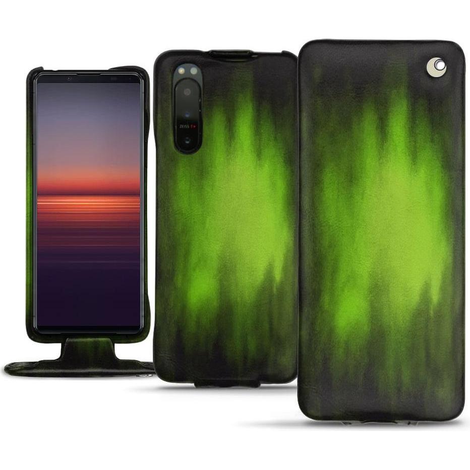 Noreve Lederschutzhülle vertikal (Sony Xperia 5 II), Smartphone Hülle, Grün