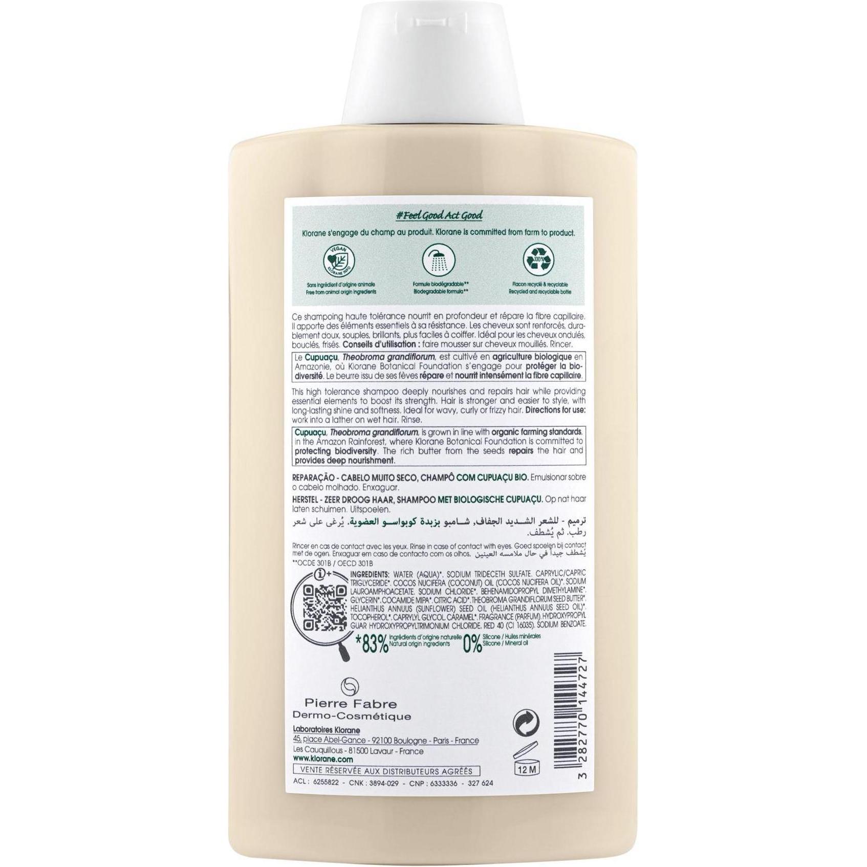 Thumbnail - Klorane, Shampoo, Reparierendes Shampoo mit BIO-Cupuaçu (400 ml, Flüssiges Shampoo)