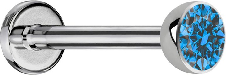 Image du produit Star Piercing Micro Labret argenté avec cristal demi-sphère bleu clair (Titane G23, sans laiton)