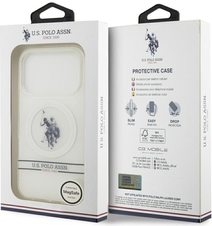 Productafbeelding U.S. Polo US Polo DH and Bottom Stripe Logo MagSafe Case for iPhone 17 Pro White (Apple iPhone 17 Pro)