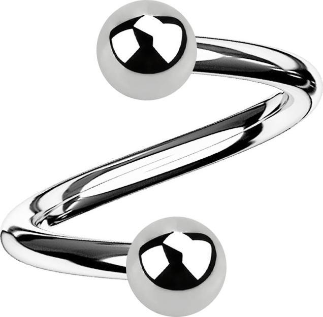 Immagine prodotto Star Piercing Spirale d'argento con due sfere (senza ottone, Acciaio chirurgico 316L)
