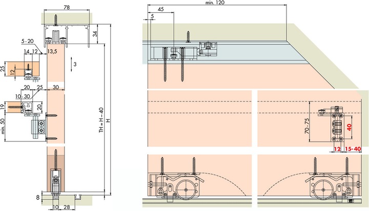 Actual product image HAWA Sliding door hardware Divido 80 H DS3