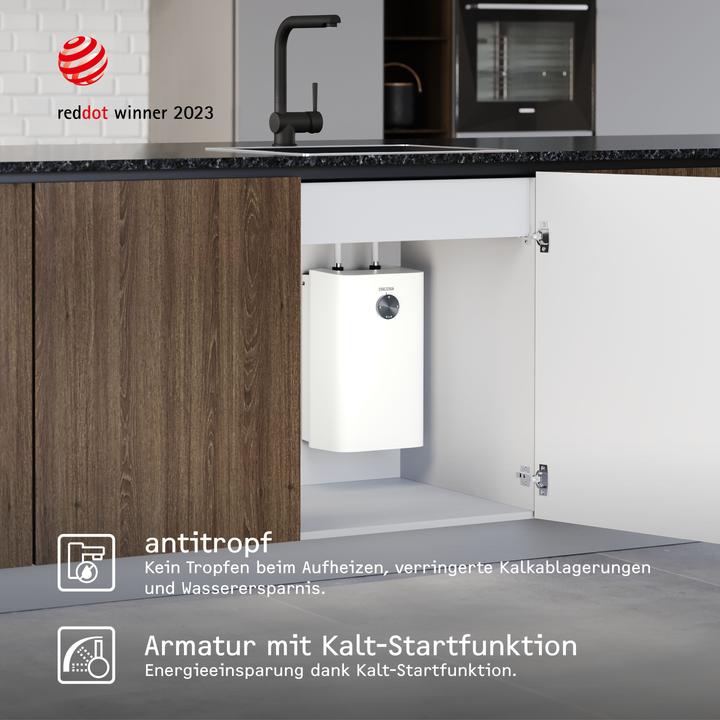 Produktbild Stiebel Eltron Boiler SNU 5 Plus mit Wasserhahn MAE-B sehr kompakt, Untertischboiler 5 L Niederdruck, mit Stecker