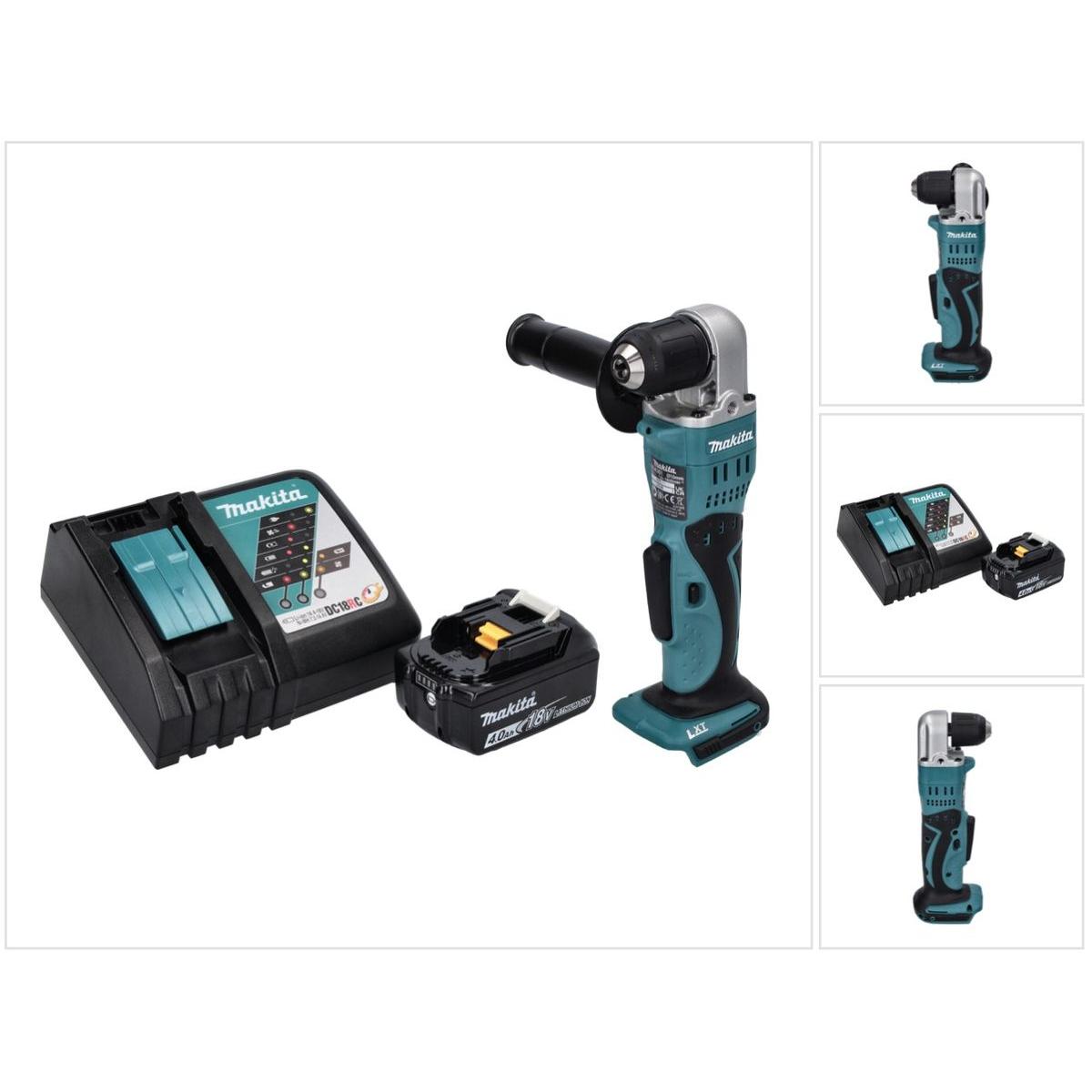 Makita, Bohrmaschine + Akkuschrauber, DDA 351 RM1 Akku Winkelbohrmaschine 18 V 13,5 Nm + 1x Akku 4,0 Ah + Ladegerät (Akk...