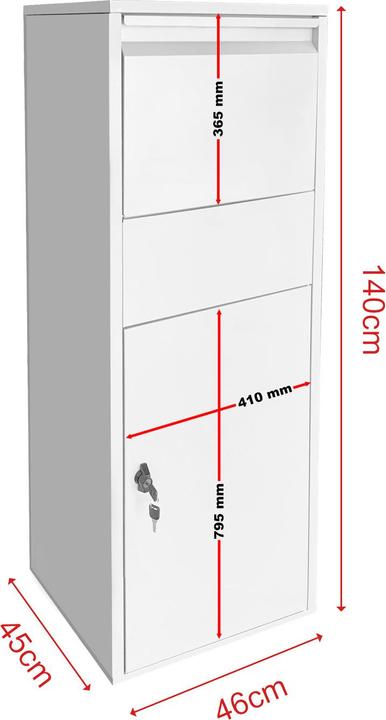 Immagine prodotto Wiltec Cassetta per pacchi Cassetta per lettere in piedi bianca 46x45x140cm Cassetta per pacchi a casa