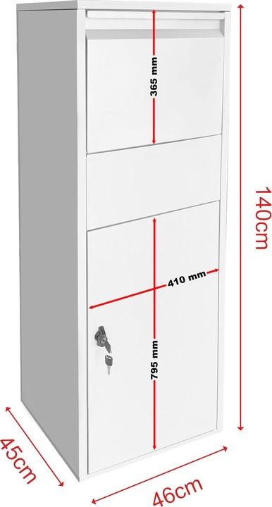 Produktbild Wiltec Paketkasten Standbriefkasten weiss 46x45x140cm Paketbox Zuhause Päckchen