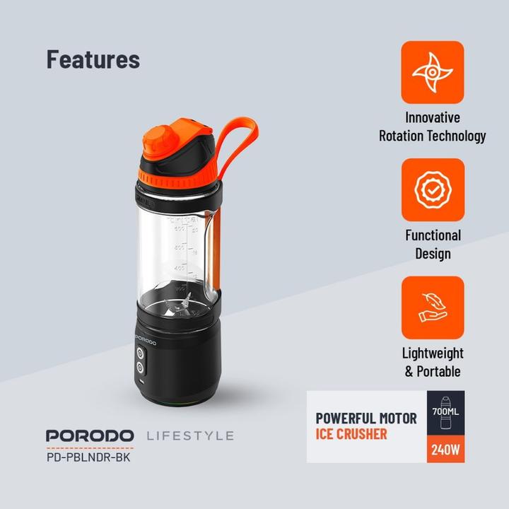 Actual product image Porodo 240W 6 Blade Portable Blender 700ML (240 W)