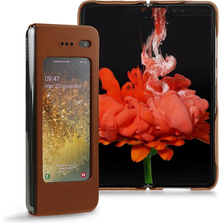 Noreve Lederschutzhülle (Samsung Galaxy Fold), Smartphone Hülle, Braun