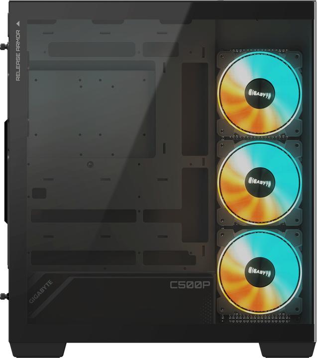 Actual product image Gigabyte Case||GB-C500P ST|MidiTower|Case product features Transparent panel|ATX|MicroATX|MiniITX|Colour Blac (ATX, mATX, Mini-ITX)