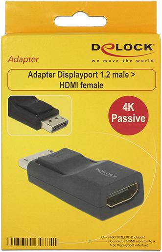 Produktbild Delock DisplayPort 1.2 Stecker auf HDMI Buchse (HDMI, 5.70 cm)