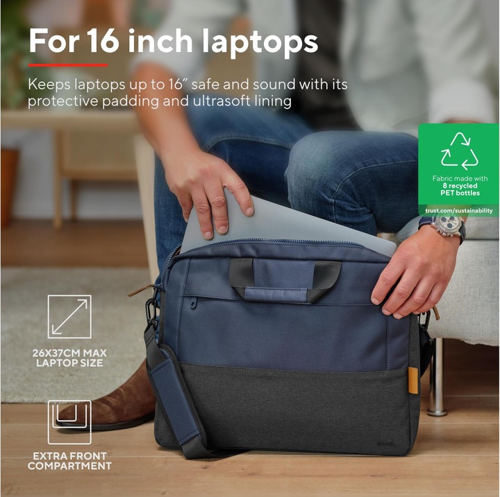 Actual product image Trust Lisboa 16in Laptop Carry Bag (16", Universal)
