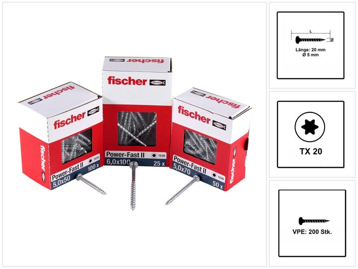 Immagine prodotto Fischer PowerFast II 5.0x20 PH TX VG blvz 200 (200 Viti per pezzo)