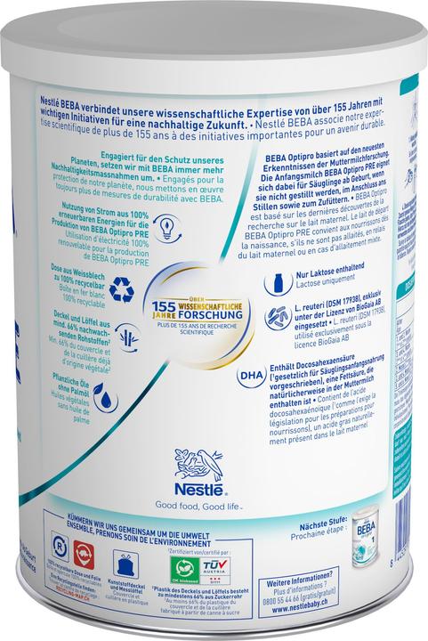 Valori nutrizionali e ingredienti Beba Optipro Pre (800 g, dalla nascita)