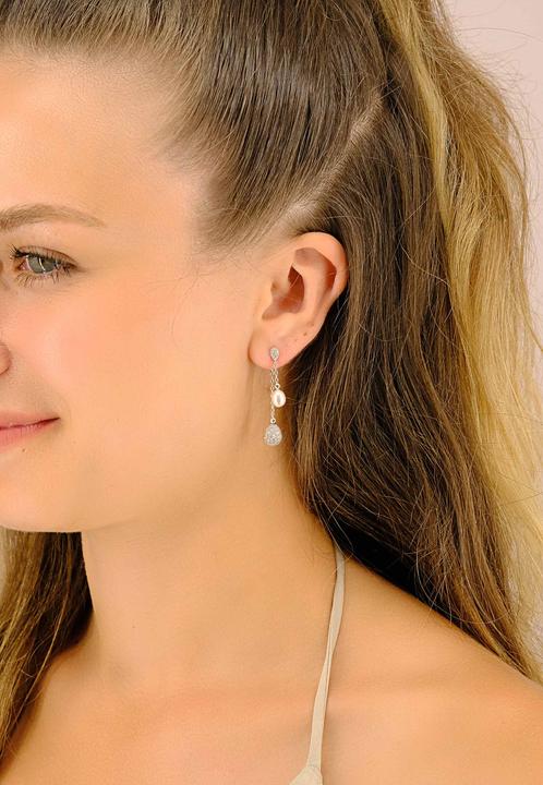 Immagine prodotto Muau Orecchini argento 925 perla d'acqua dolce 5-5.5mm zircone (Argento 925)