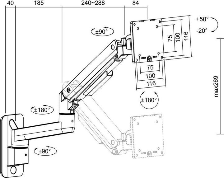 Produktbild LogiLink BP0169 (Wand, 49")