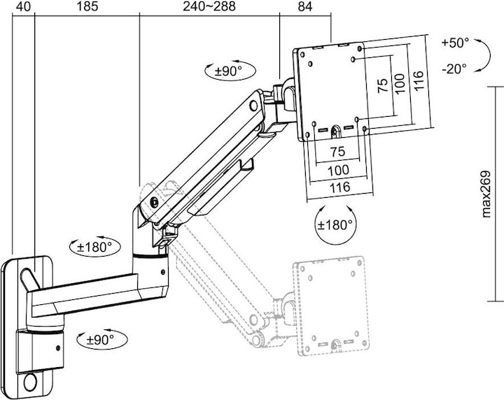 Produktbild LogiLink BP0169 (Wand, 49")
