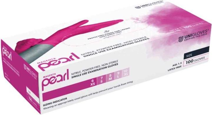 Actual product image Unigloves Magenta Pearl Nitrile Gloves Size M (M)