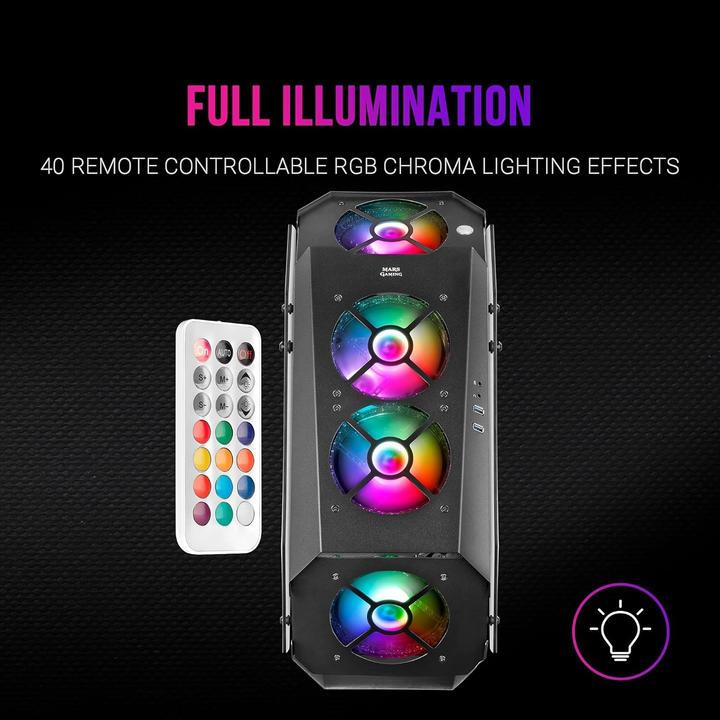 Produktbild Mars Gaming Boitier Moyen Tour Atx Mc51 RGB Avec Panneaux Vitrés (Noir) (ATX, mATX, Mini-ITX)