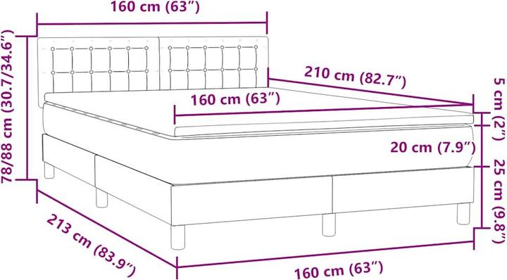 Produktbild vidaXL Boxspringbett (160 x 210 cm)