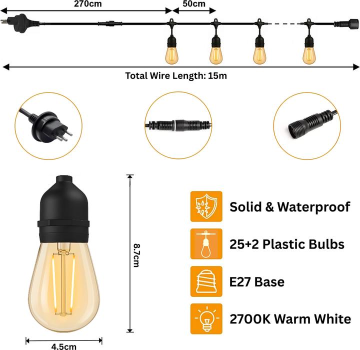 Image du produit Yuwanet Lichterkette S14 (15 m)