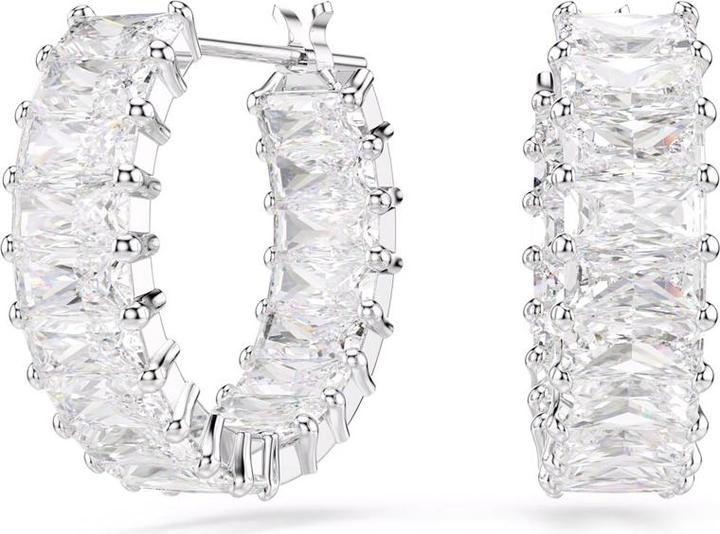Actual product image Swarovski Matrix Kreolen Baguette Schliff Weiss Rhodiniert (Swarovski Metal)