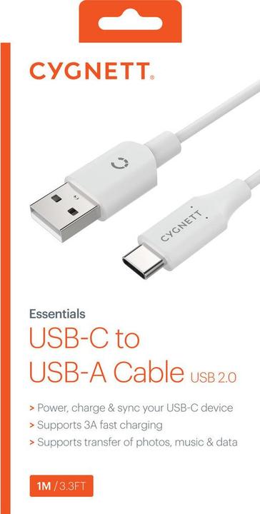 Immagine prodotto Cygnett Essentials USB-C to USB Cable 1m White (1 m, USB 2.0, 60 W)